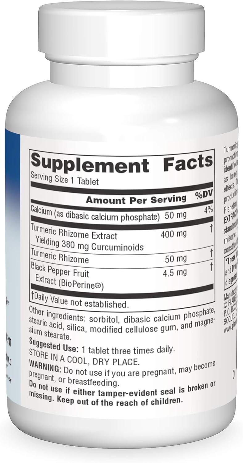 Full Spectrum Turmeric Extract Tablets 450mg - Planetary Herbals - 30 Count