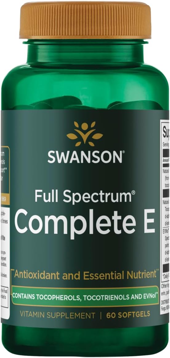 Full Spectrum Vitamin E with Tocotrienols - Supports Heart Health and Cellular Wellness - Natural Supplement (60 Softgels)