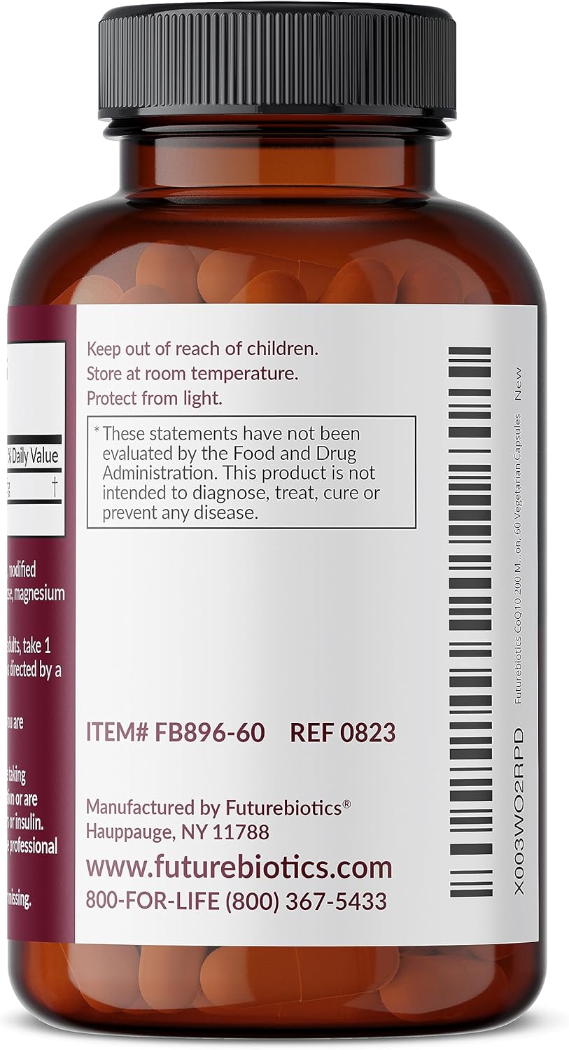 Futurebiotics CoQ10 200 MG for Cellular Energy Support - 60 Vegetarian Capsules