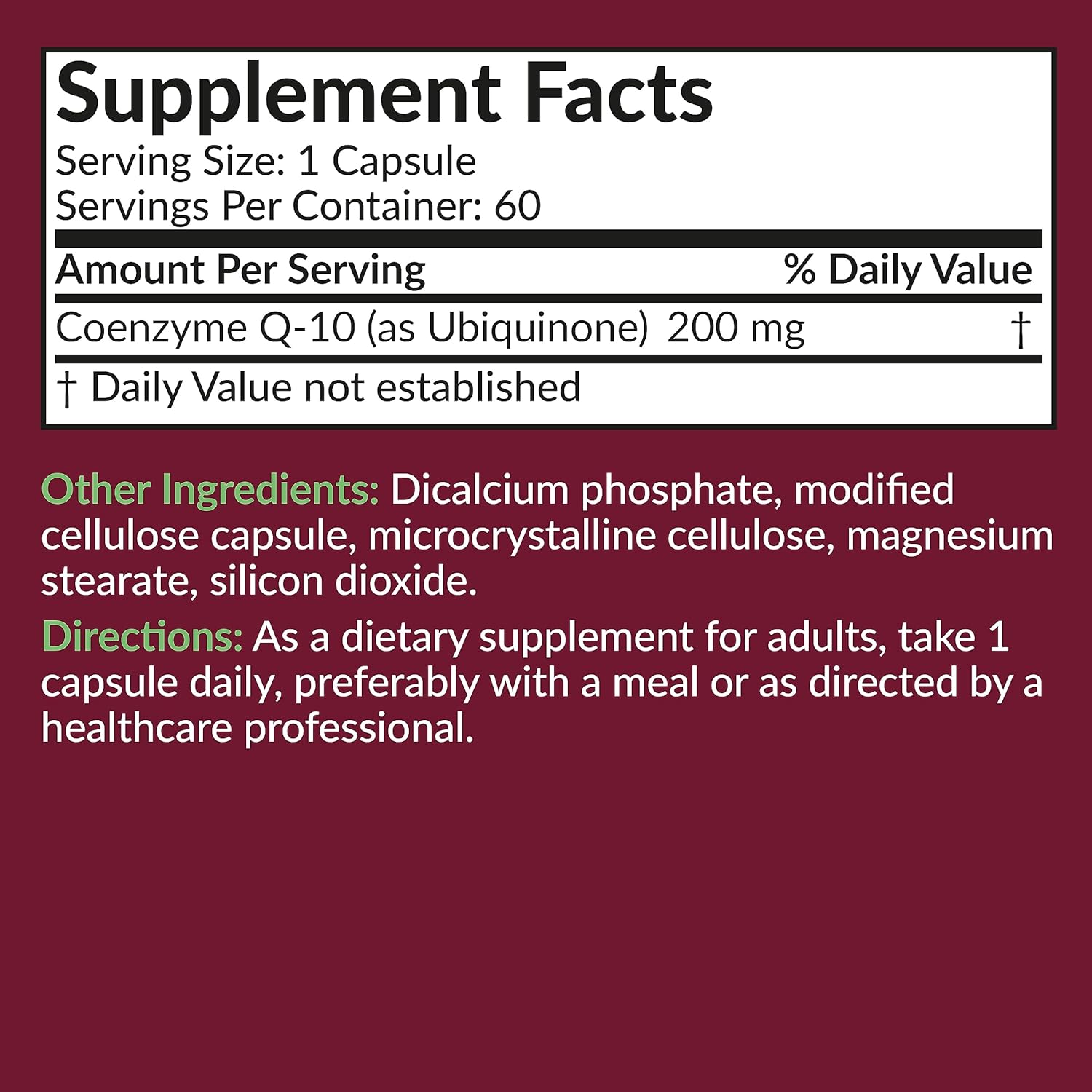 Futurebiotics CoQ10 200 MG for Cellular Energy Support - 60 Vegetarian Capsules