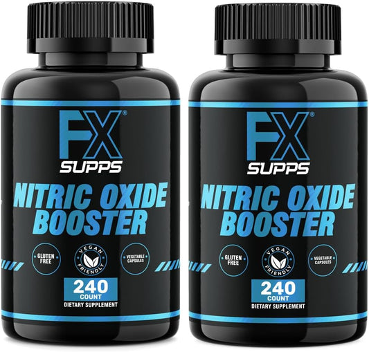 FXSUPPS Nitric Oxide Booster Capsules - 2 Pack for Energy, Pump, and Vascularity - Muscle Builder with Arginine - Best for Athletes