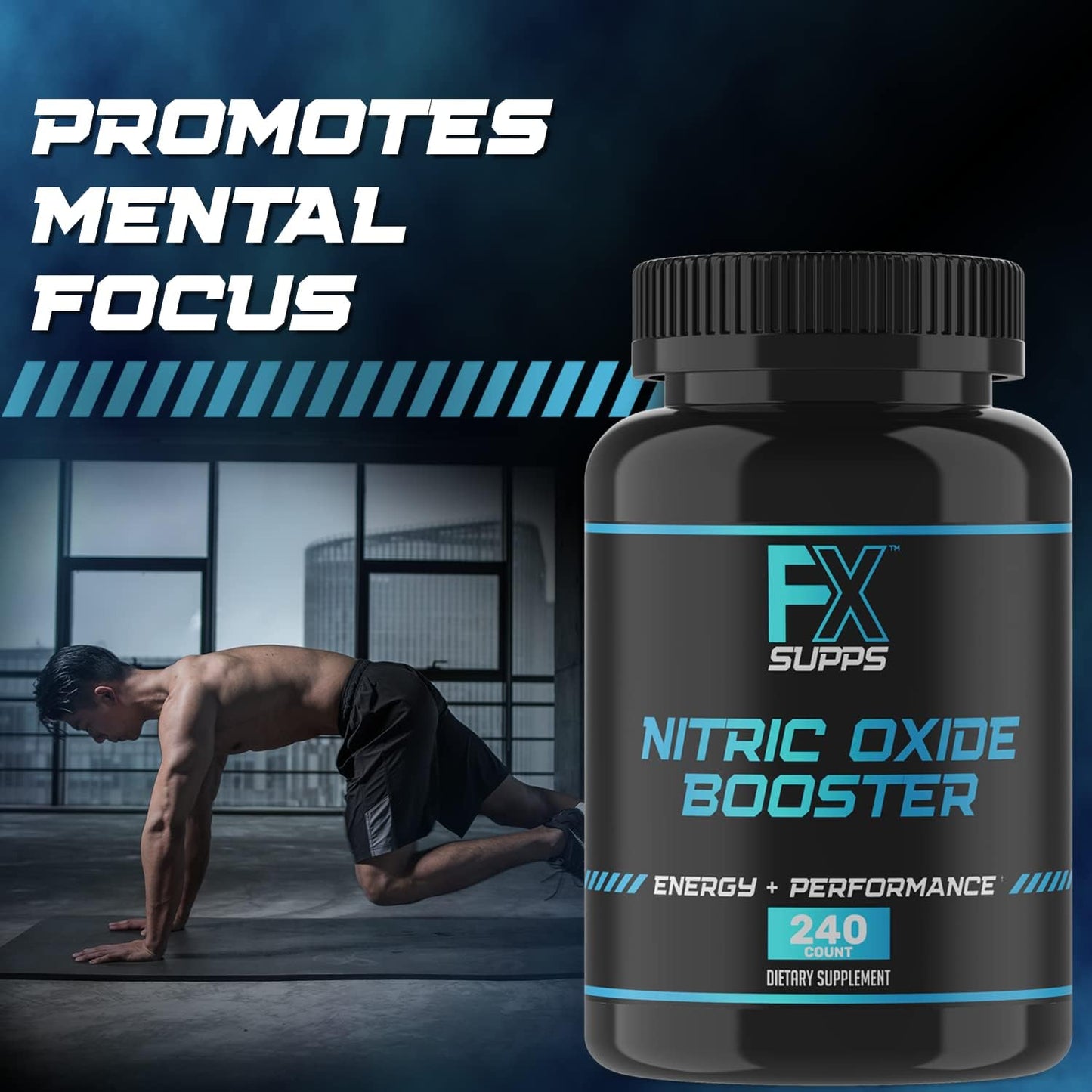FXSUPPS Nitric Oxide Booster Capsules - 2 Pack for Energy, Pump, and Vascularity - Muscle Builder with Arginine - Best for Athletes