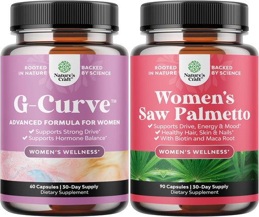 G-Curve Breast and Butt Enhancer Pills with Saw Palmetto - Natural Support for Curves and Hair Strength