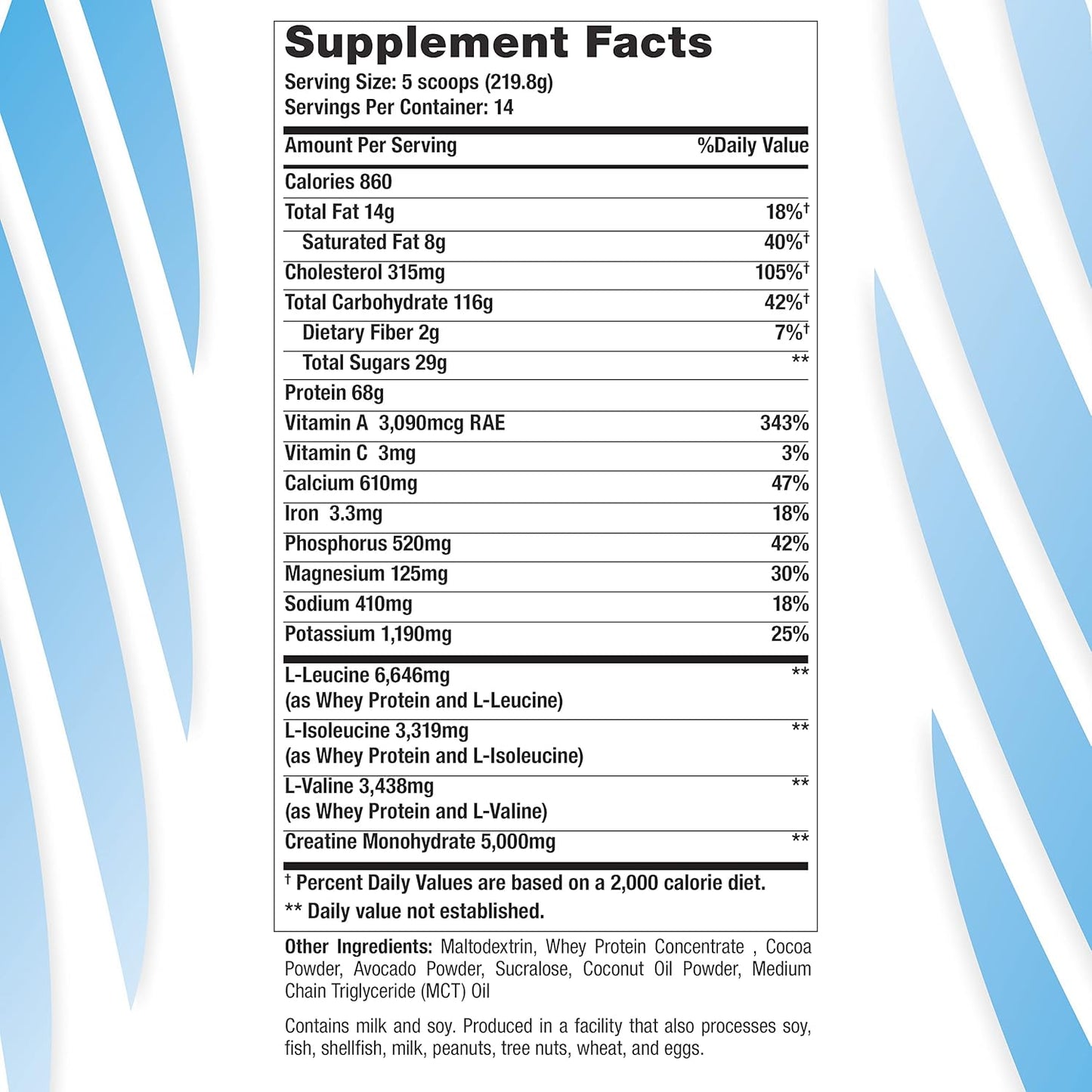 G6 Sports Nutrition Mass Pro High Protein Gainer with Avocado, Coconut, and MCT Oil - 7lb Chocolate Bag