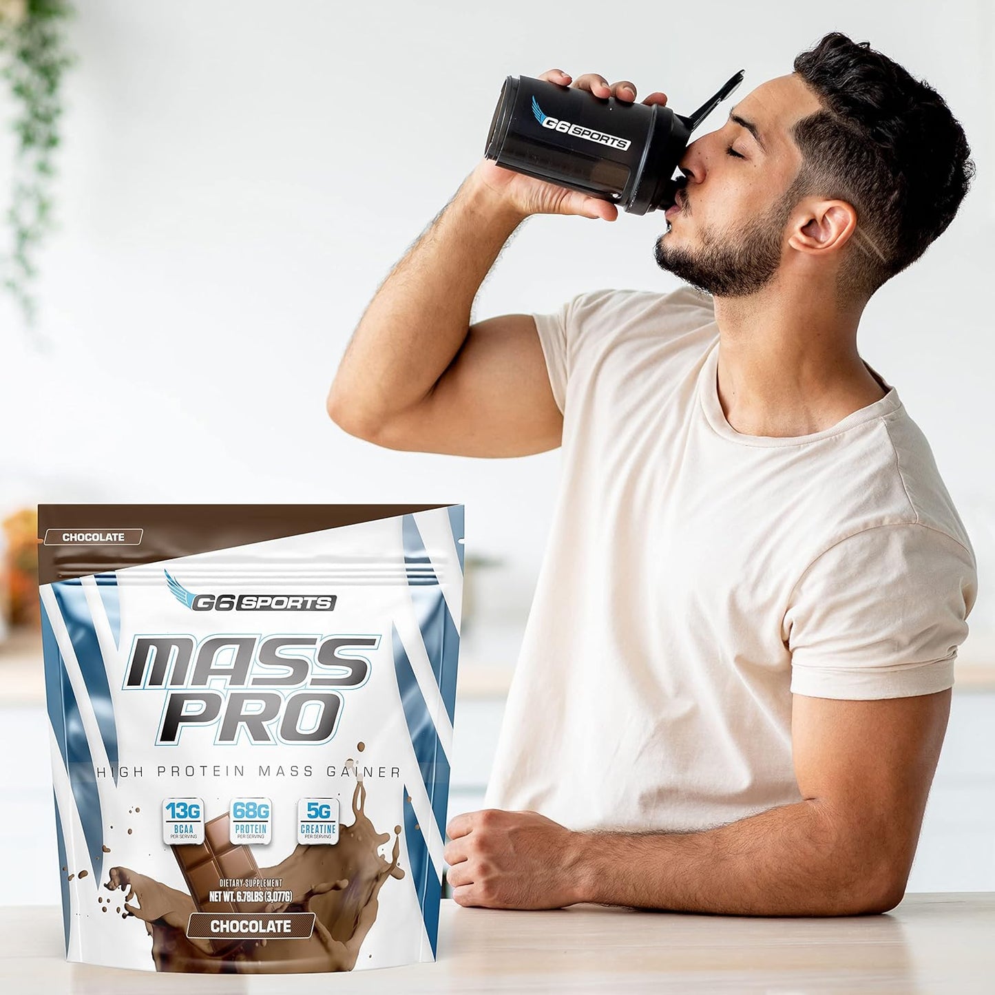 G6 Sports Nutrition Mass Pro High Protein Gainer with Avocado, Coconut, and MCT Oil - 7lb Chocolate Bag