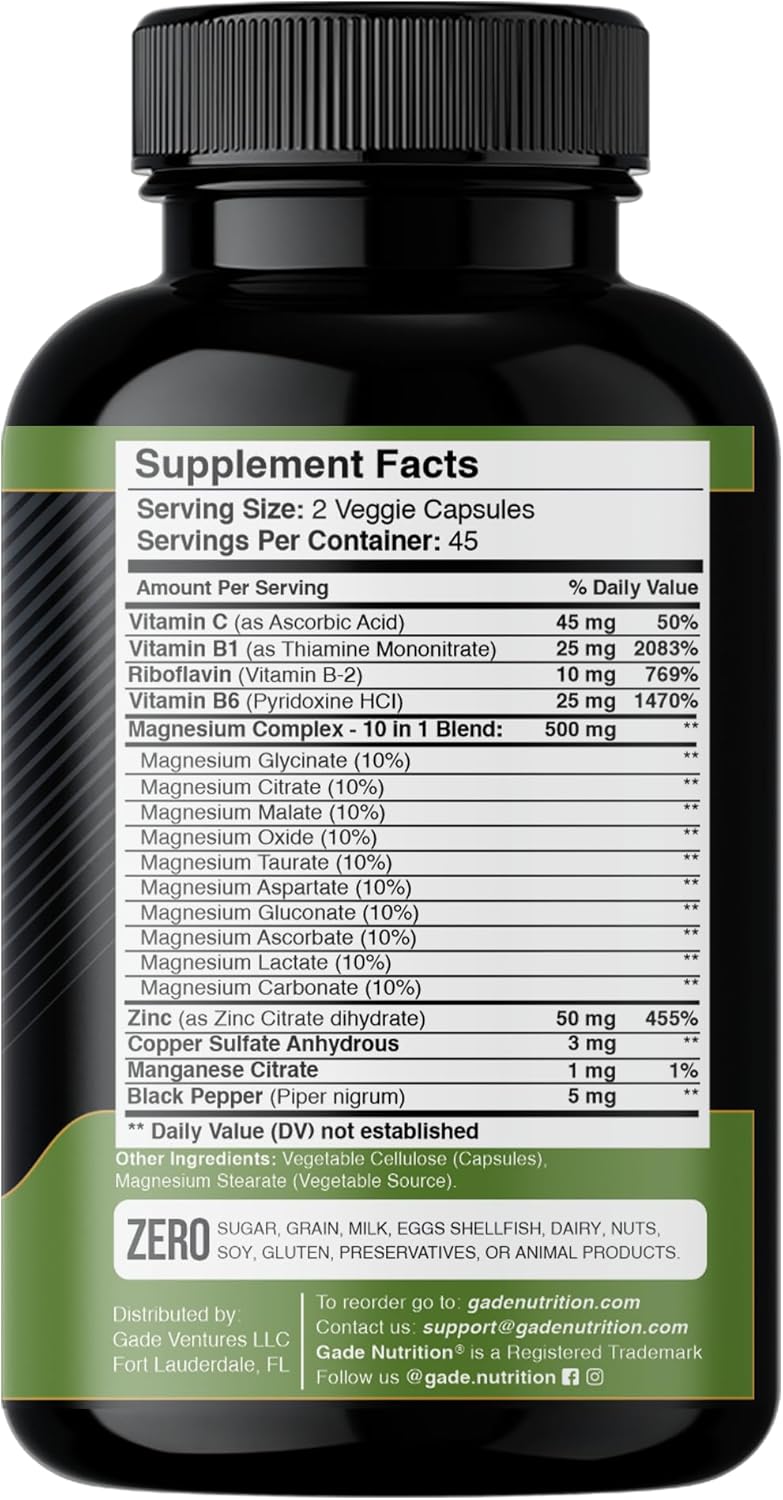 Gade Nutrition Magnesium Complex 10-in-1 with Essential Minerals and Vitamins for Health Boost