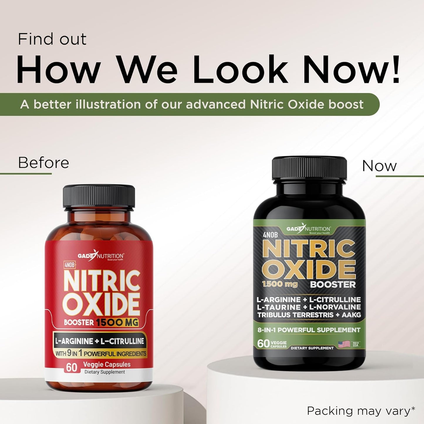 Gade Nutrition Nitric Oxide Supplement for Energy and Performance - L Arginine Capsules with Essential Amino Acids and Maca Root - Pre Workout Muscle Builder