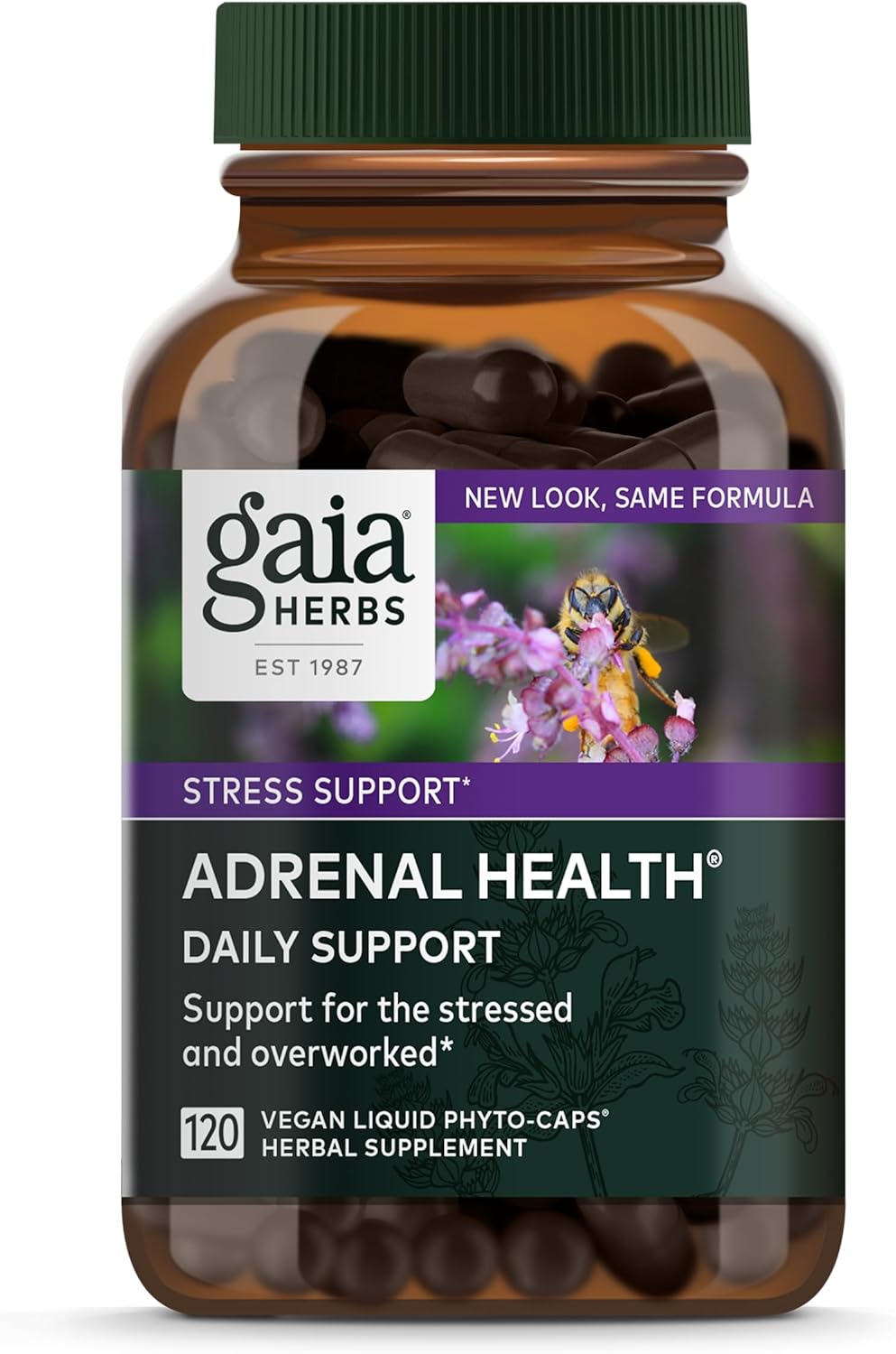 Gaia Herbs Adrenal Health Daily Support Liquid Phyto-Capsules - Herbal Supplement for Healthy Energy and Stress - 120 Count