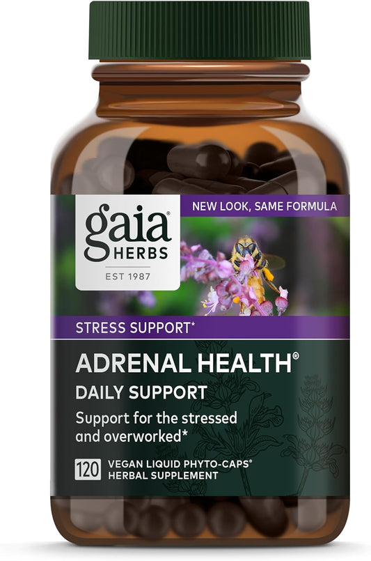 Gaia Herbs Adrenal Health Daily Support Liquid Phyto-Capsules - Herbal Supplement for Healthy Energy and Stress - 120 Count