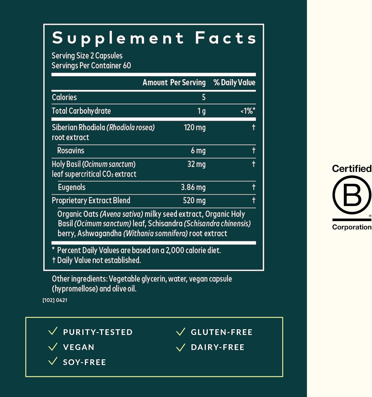 Gaia Herbs Adrenal Health Daily Support Liquid Phyto-Capsules - Herbal Supplement for Healthy Energy and Stress - 120 Count