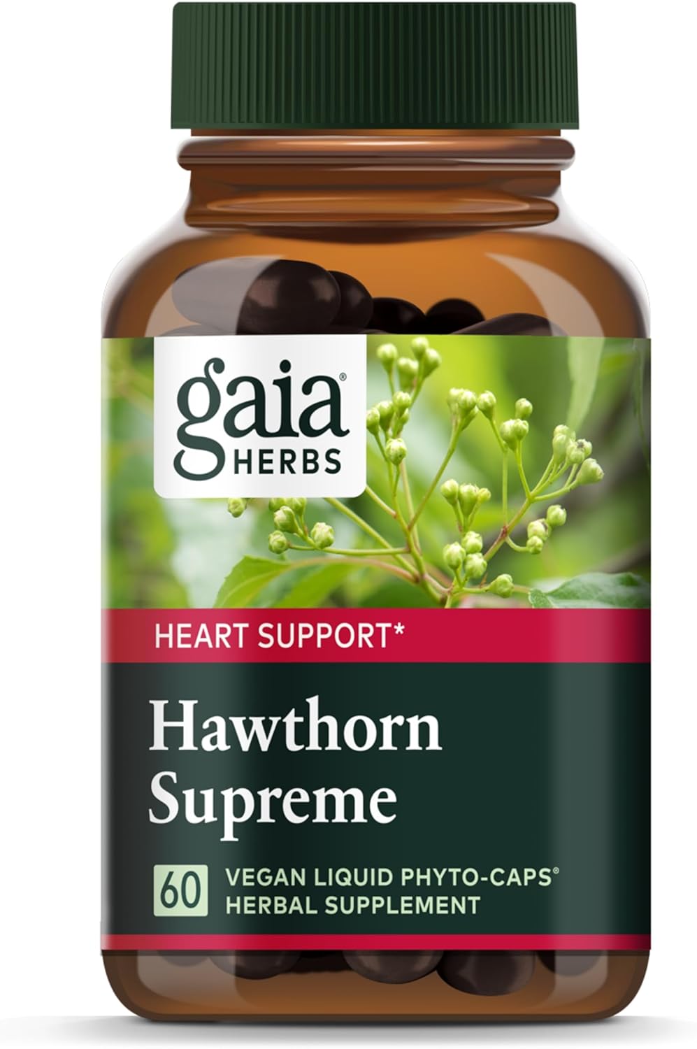 Gaia Herbs Hawthorn Supreme Liquid Phyto-Capsules - Heart Health Support Supplement for All Ages - 60 Vegan Capsules