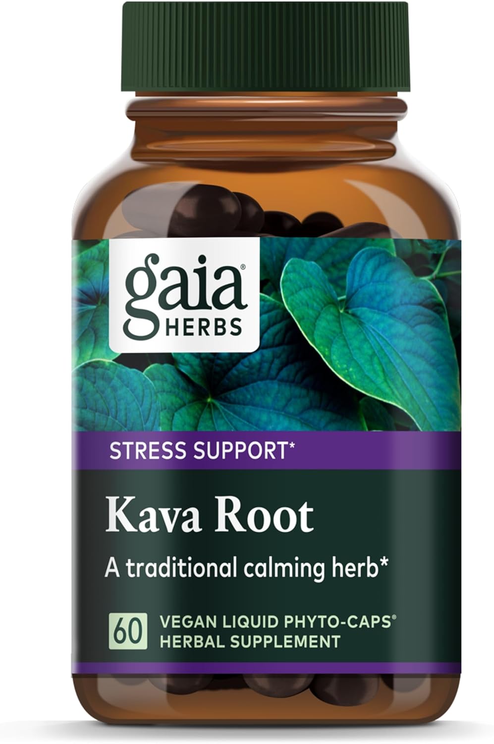 Gaia Herbs Kava Root Capsules - Promotes Natural Calm and Relaxation in Stressful Times - Noble Kava Cultivars - 60 Vegan Liquid Phyto-Caps