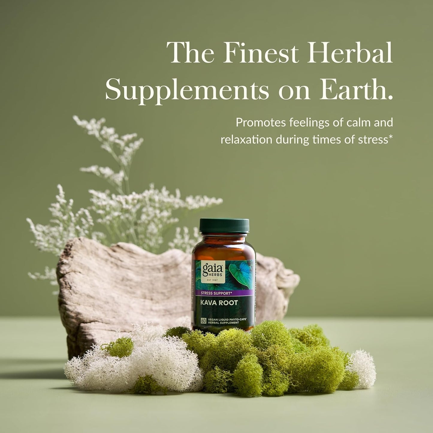 Gaia Herbs Kava Root Capsules - Promotes Natural Calm and Relaxation in Stressful Times - Noble Kava Cultivars - 60 Vegan Liquid Phyto-Caps