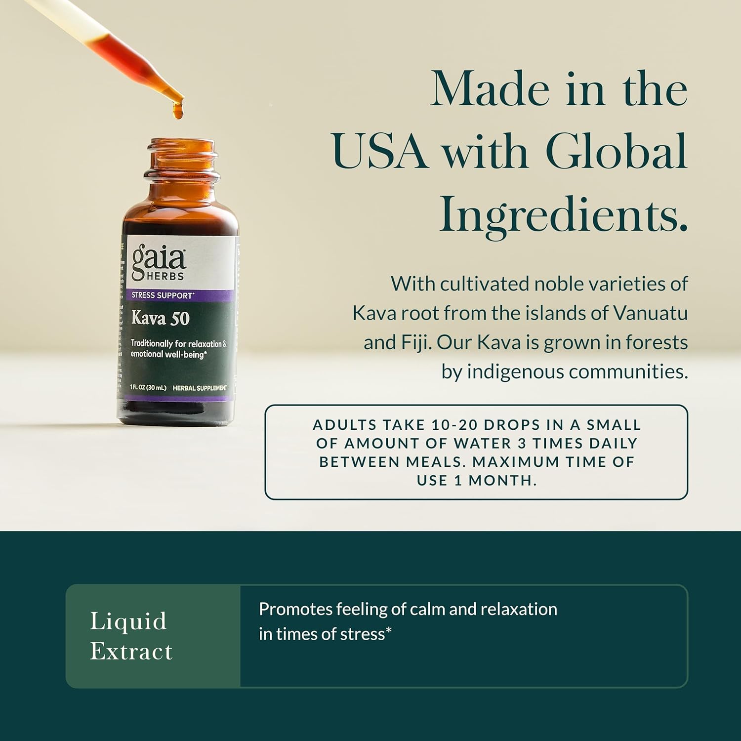 Gaia Herbs Kava Root Extra Strength - Promotes Natural Calmness and Emotional Wellness in Stressful Times - Noble Kava Cultivars - 1 Fl Oz