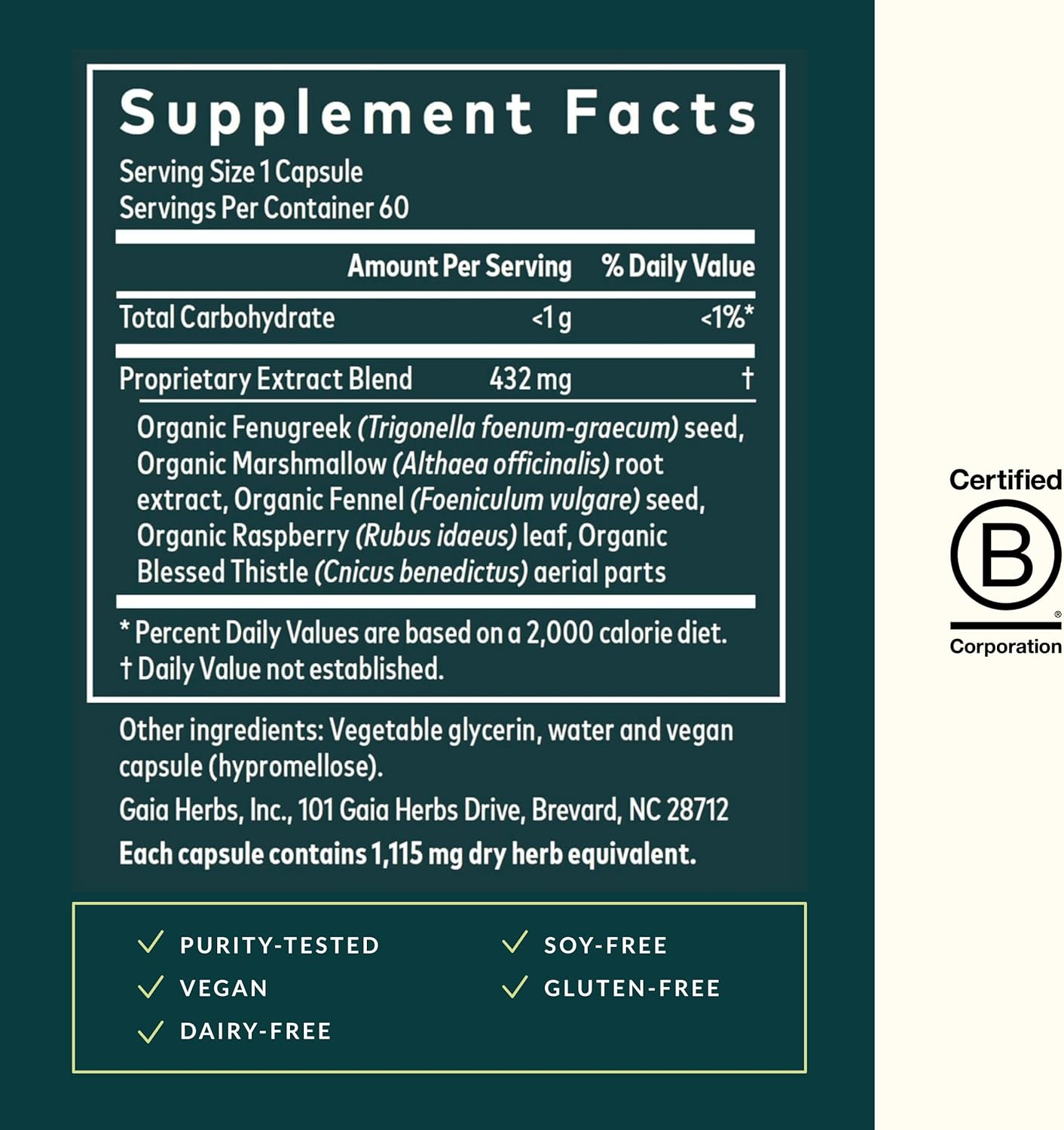 Gaia Herbs Lactation Support Capsules - Fenugreek and Fennel Seed Blend for Nursing Mothers - 60 Vegan Liquid Capsules
