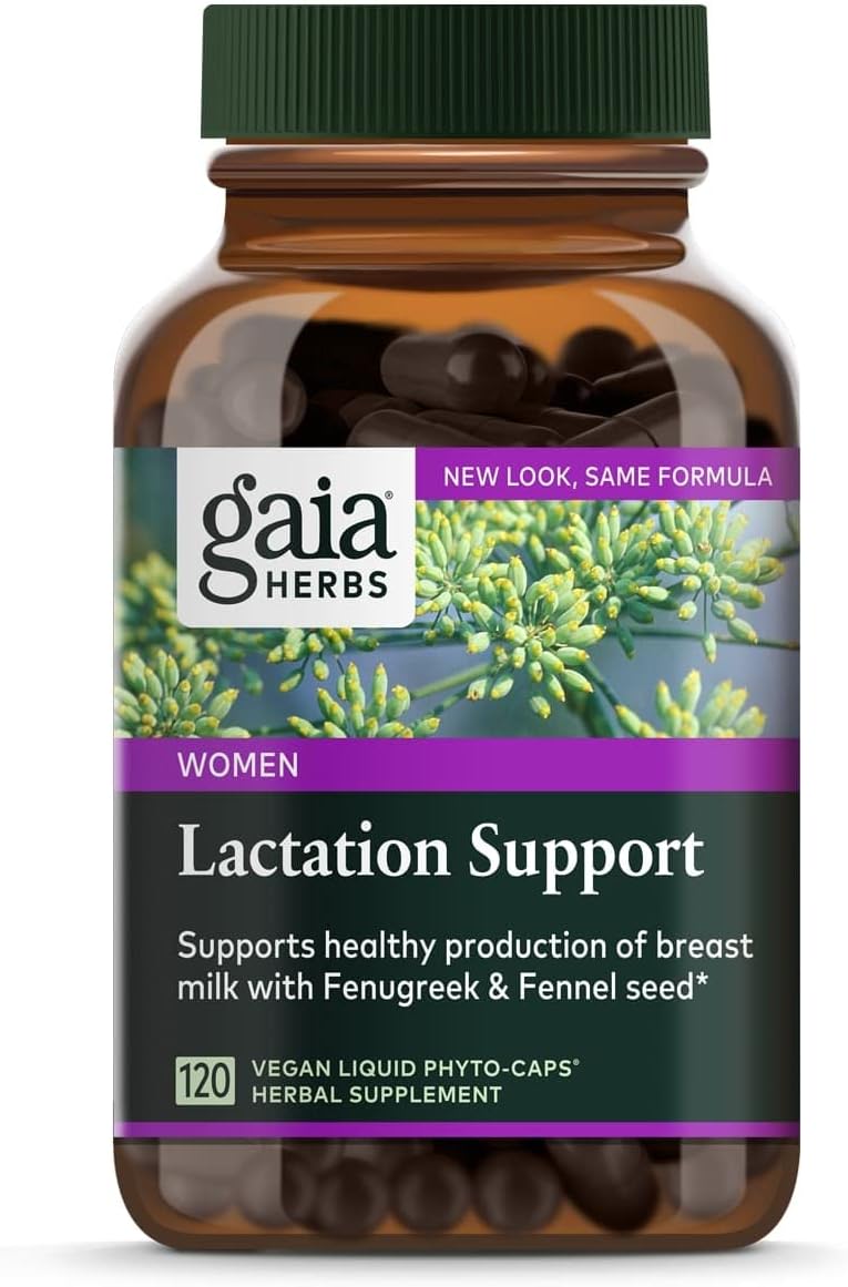Gaia Herbs Lactation Support Vegan Liquid Capsules 120 Count - Breastfeeding Supplement for Healthy Milk Flow & Nutrition - Varies Packaging