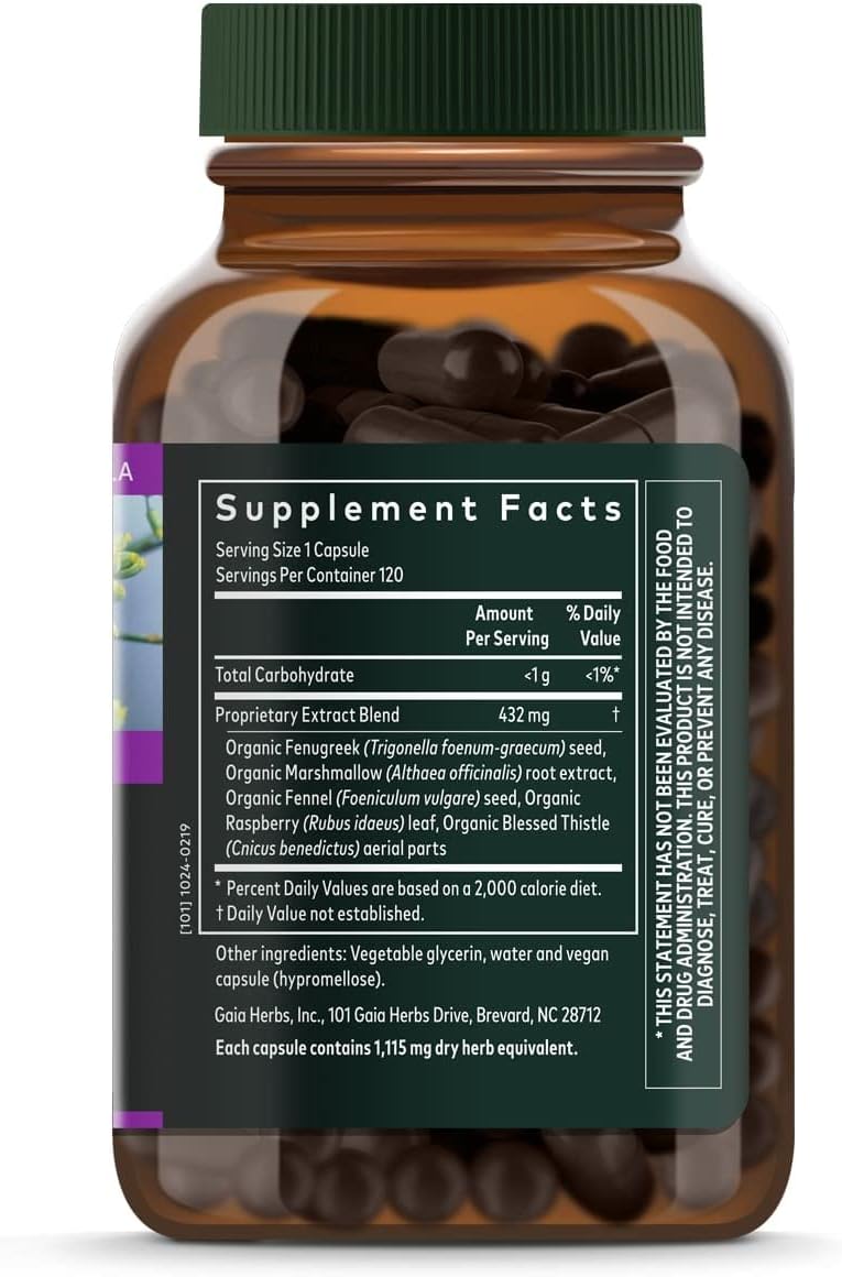 Gaia Herbs Lactation Support Vegan Liquid Capsules 120 Count - Breastfeeding Supplement for Healthy Milk Flow & Nutrition - Varies Packaging