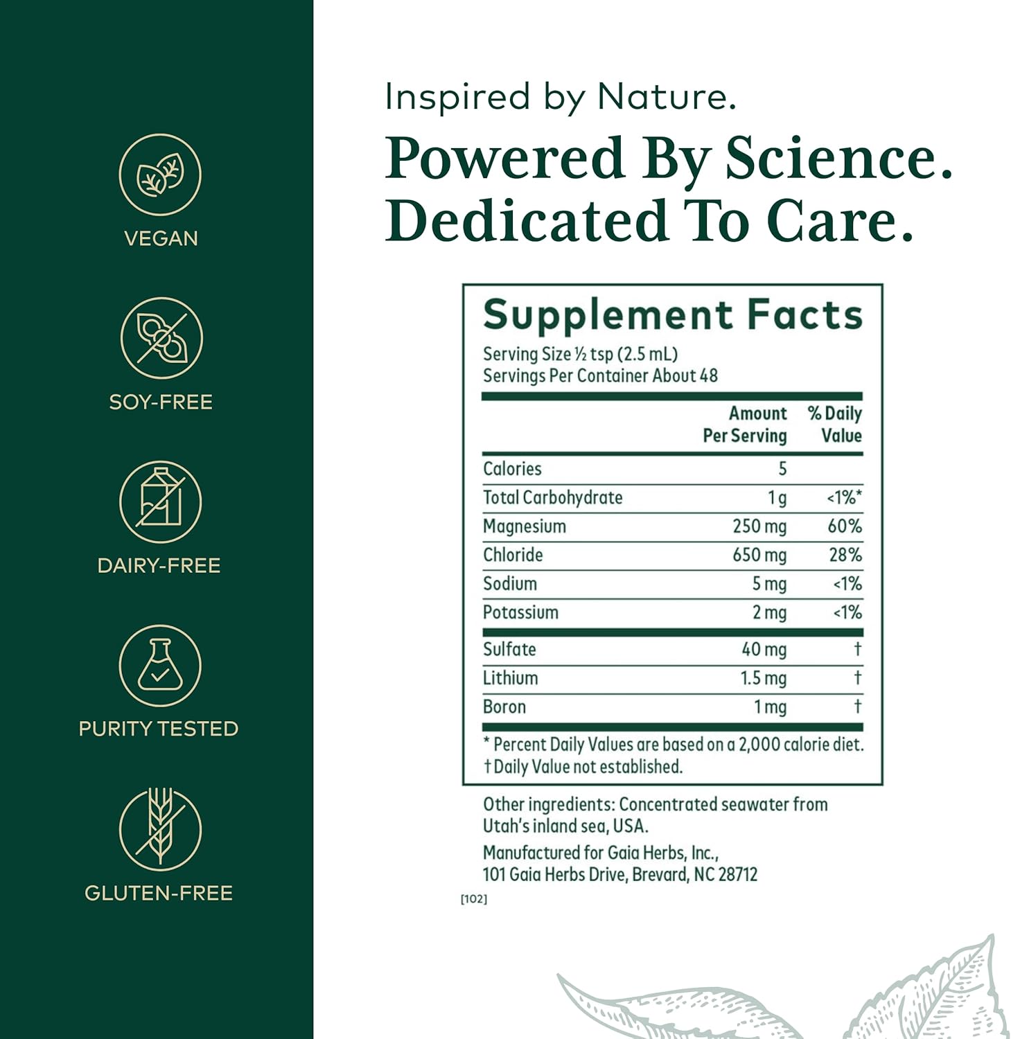 Gaia Herbs Liquid Magnesium Supplement with Trace Minerals - Supports Cellular Energy & DNA - 4 fl oz (48 Servings)