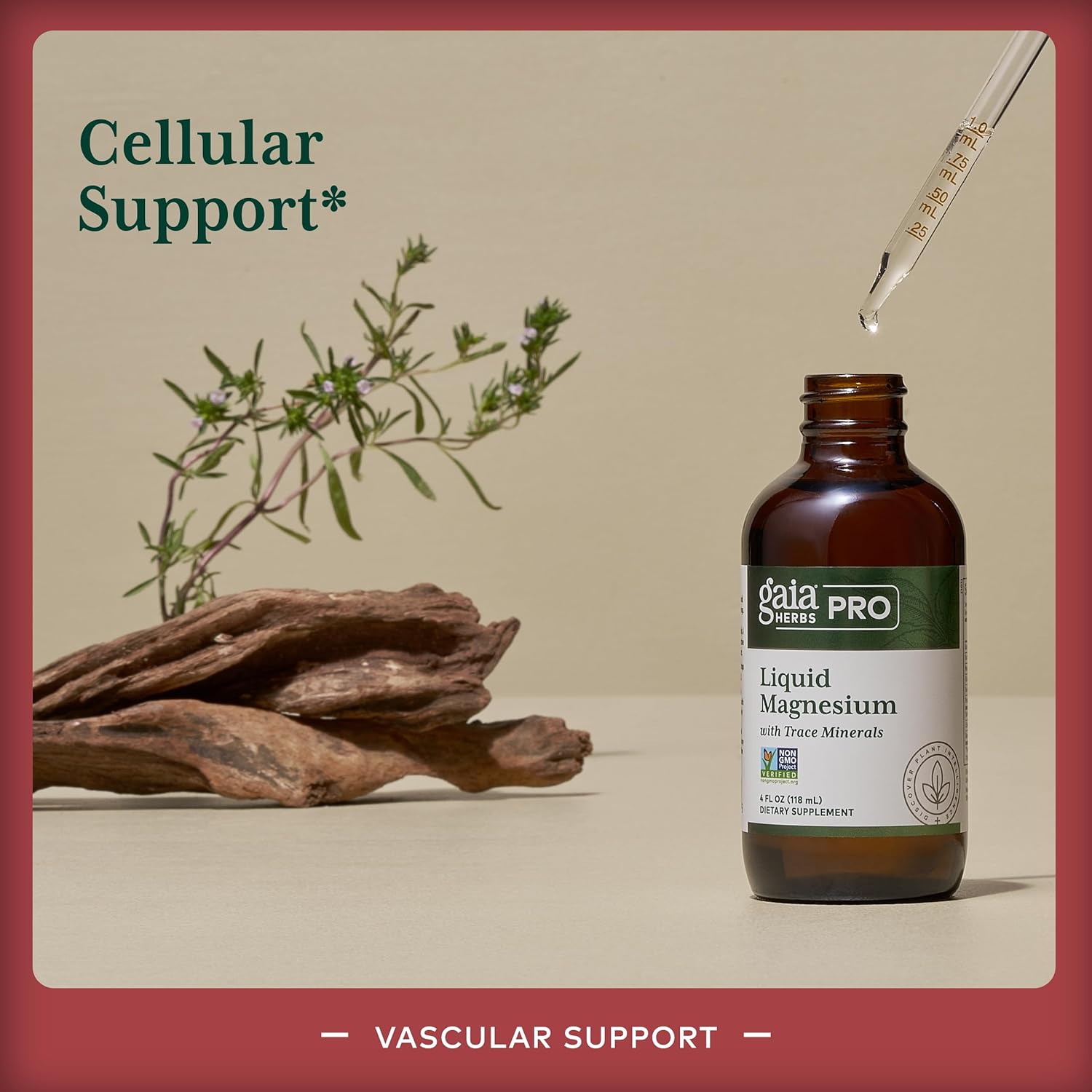 Gaia Herbs Liquid Magnesium Supplement with Trace Minerals - Supports Cellular Energy & DNA - 4 fl oz (48 Servings)