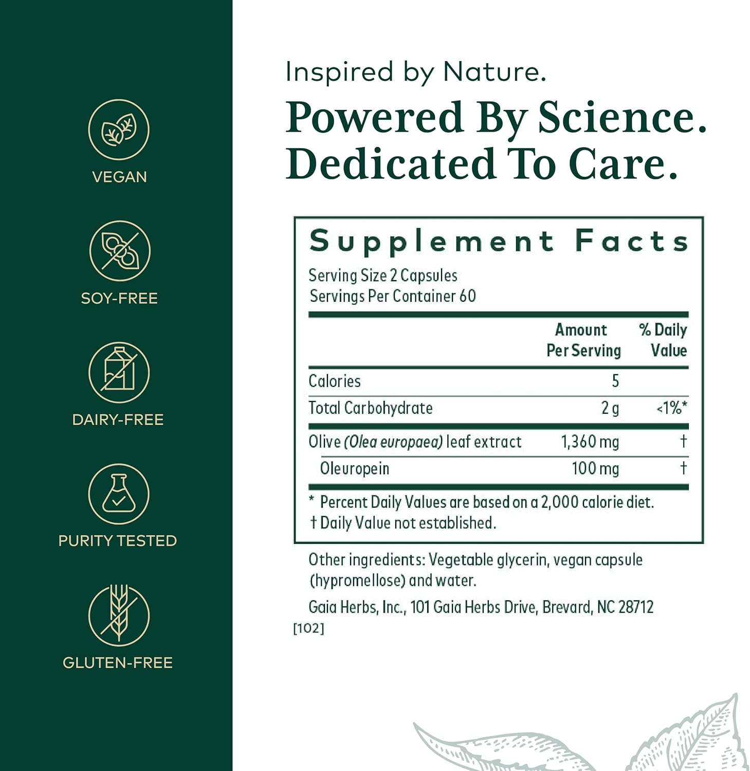 Gaia Herbs PRO Olive Leaf Extract - 1360 mg Immune Support Supplement