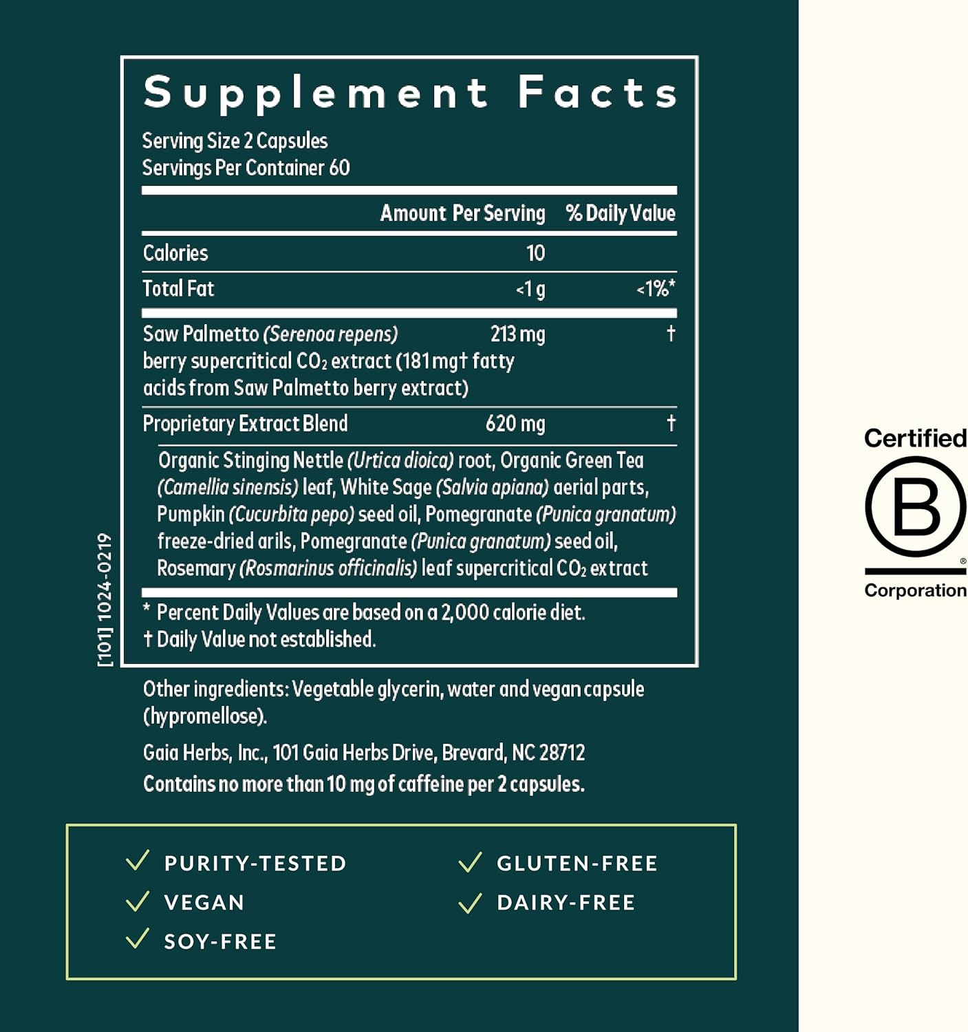 Gaia Herbs Prostate Health Supplement - Saw Palmetto, Green Tea, Nettle Root, White Sage - 120 Vegan Capsules