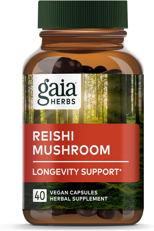 Gaia Herbs Reishi Mushroom Vegan Liquid Phyto-Capsules - Immune & Heart Health Support - Adaptogen Herbal Supplement for Longevity - 40 Capsules