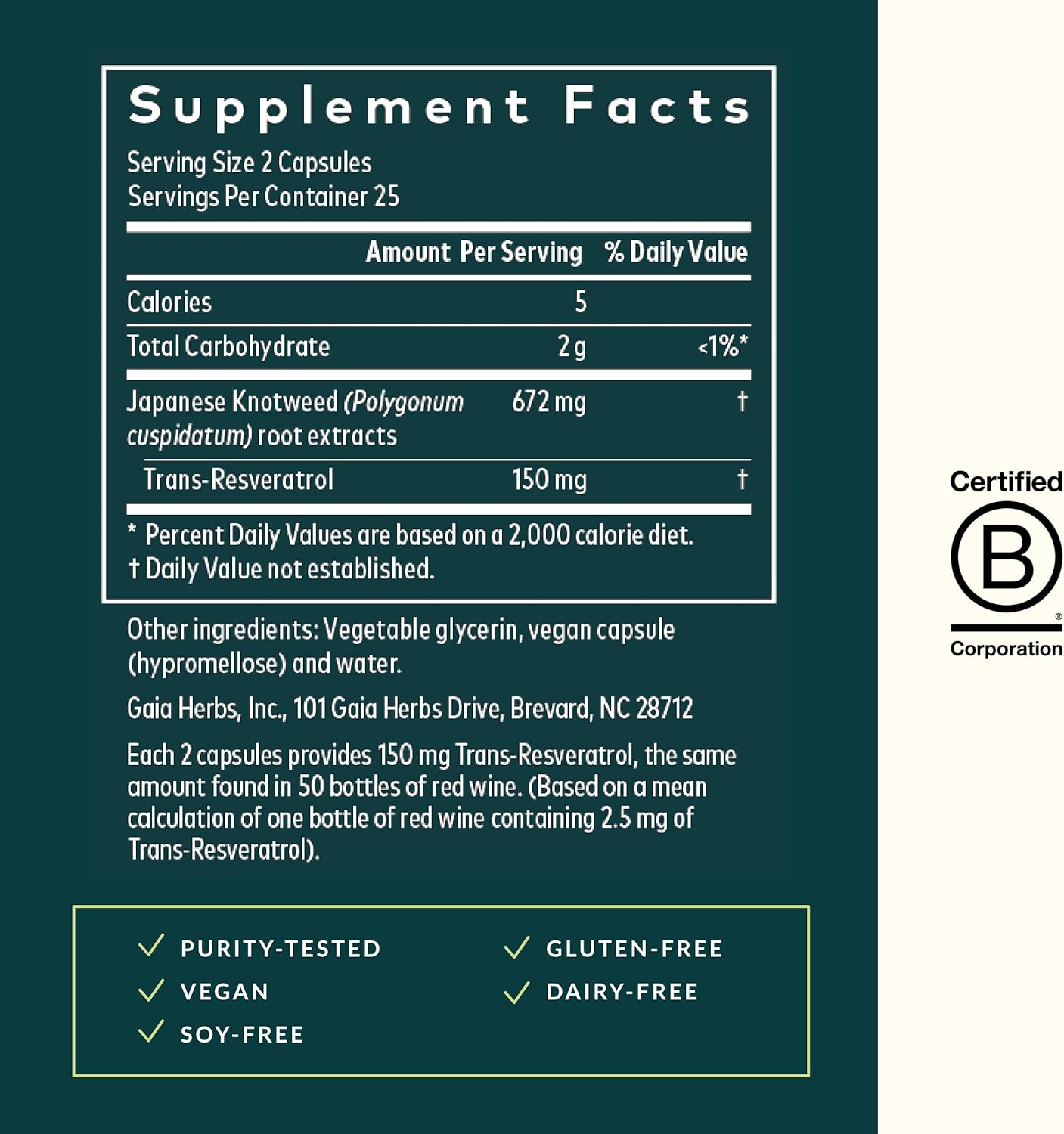 Gaia Herbs Resveratrol 150 - Japanese Knotweed Antioxidant Supplement - 150mg Trans-Resveratrol - Beauty & Radiance Support - 50 Liquid Phyto-Capsules
