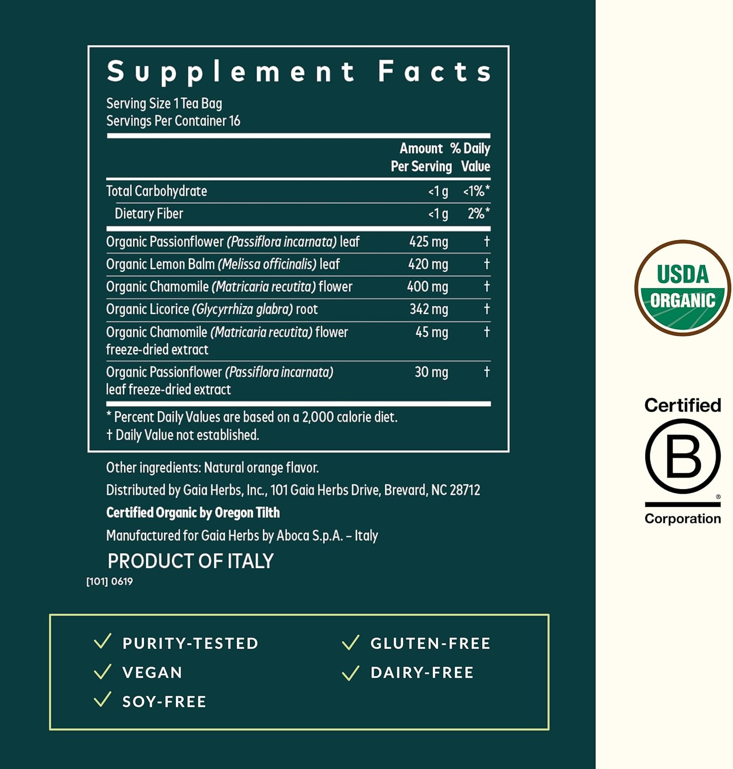 Gaia Herbs Sleep & Relax Tea - Natural Calm Sleep Aid with Passionflower & Chamomile - 16 Caffeine-Free Bags