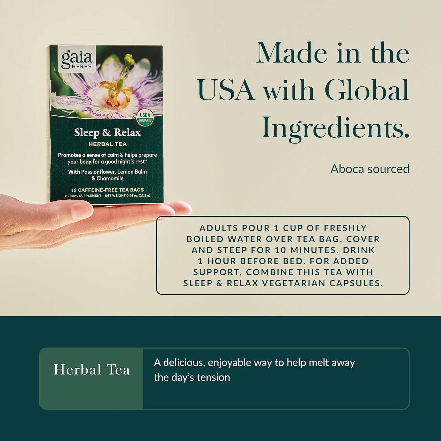 Gaia Herbs Sleep & Relax Tea - Natural Calm Sleep Aid with Passionflower & Chamomile - 16 Caffeine-Free Bags