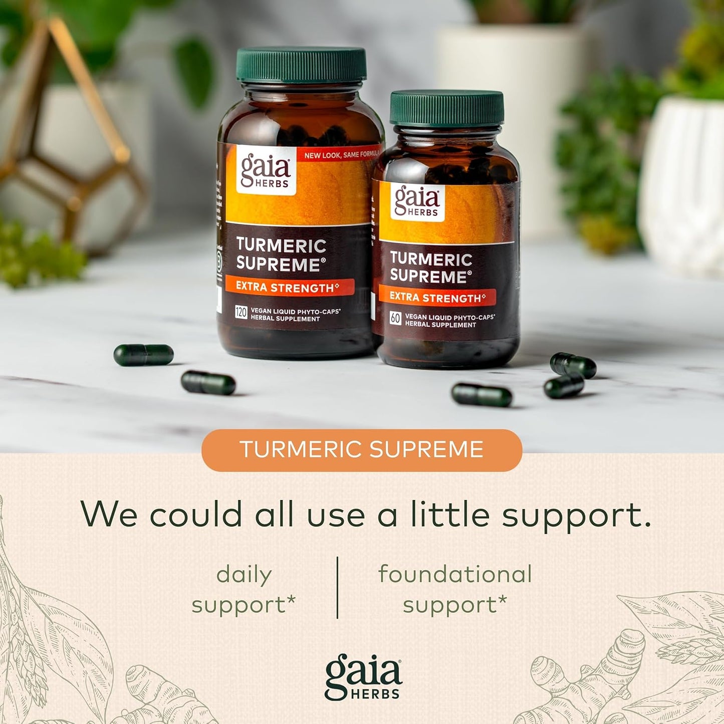 Gaia Herbs Turmeric Supreme Extra Strength - Supports Joint Comfort with Turmeric & Black Pepper - 180 Vegan Liquid Capsules