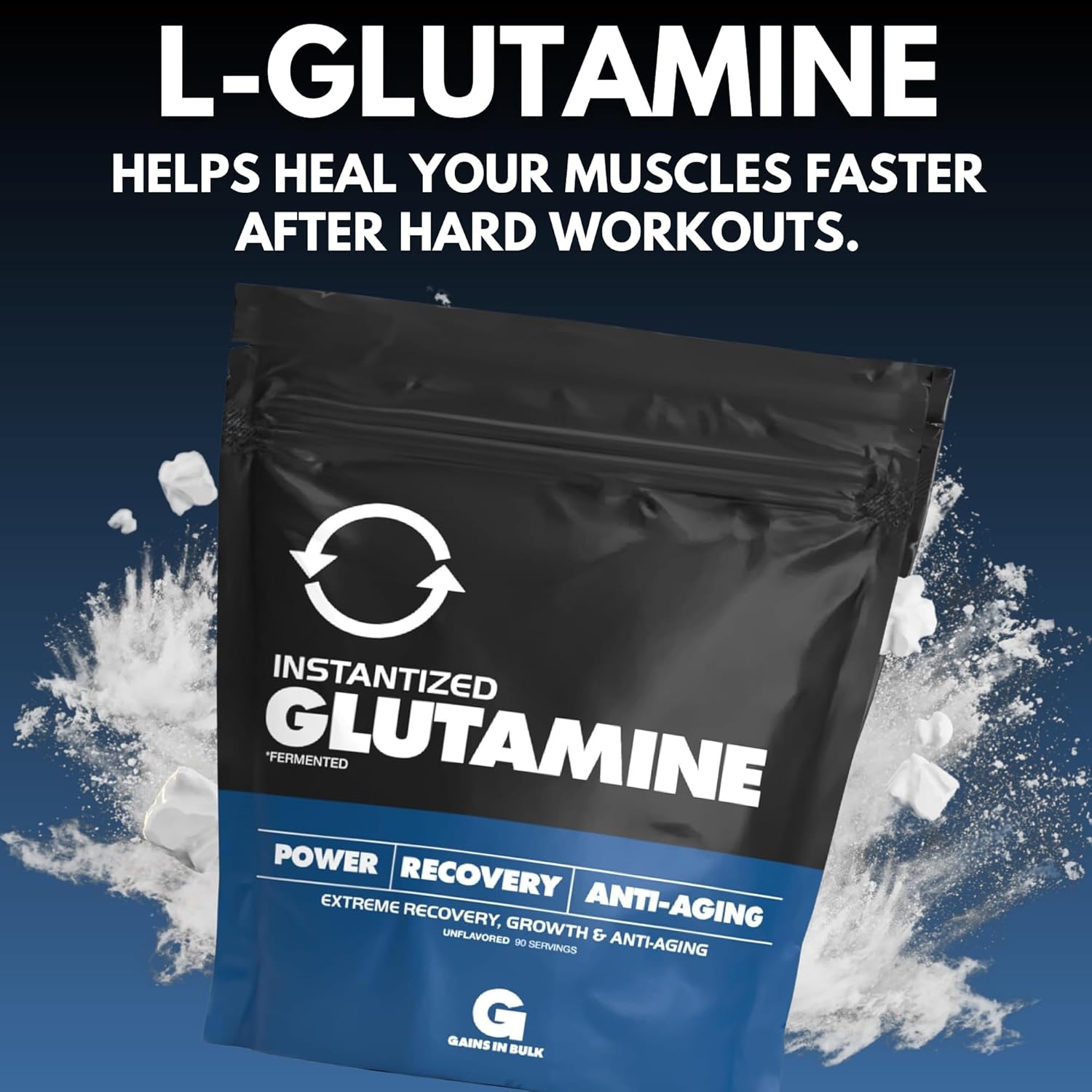 Gains in Bulk Glutamine Powder - 450g for Extreme Muscle Recovery and Growth