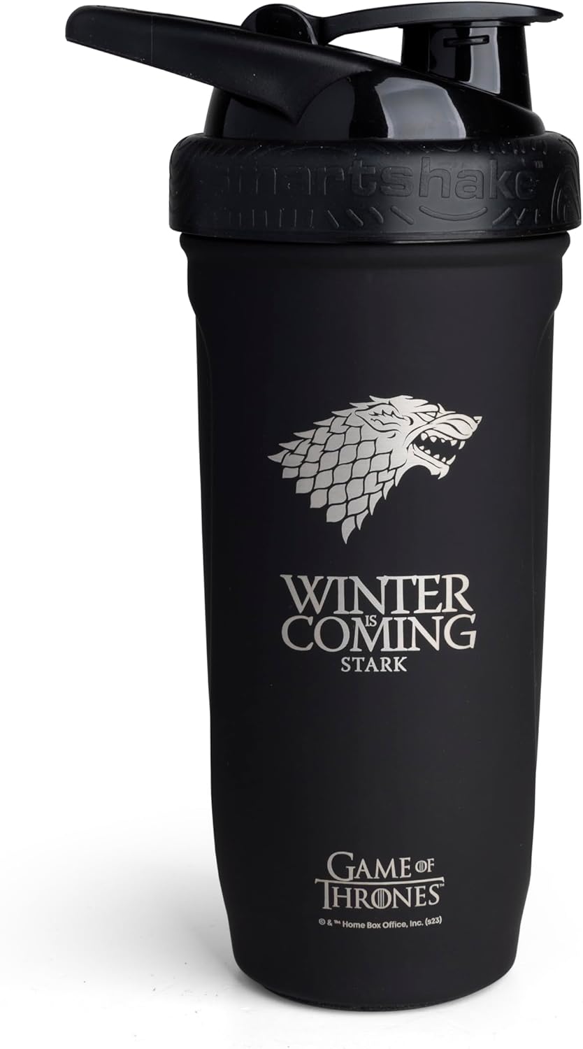 Game of Thrones Winter Is Coming Stainless Steel Smartshake Shaker Bottle (900 ML) | Lightweight Resistance Sports Bottle | Leakproof, BPA & DEHP Free