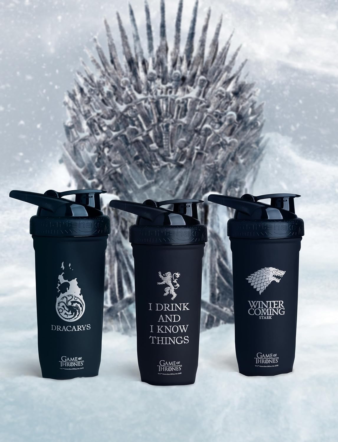 Game of Thrones Winter Is Coming Stainless Steel Smartshake Shaker Bottle (900 ML) | Lightweight Resistance Sports Bottle | Leakproof, BPA & DEHP Free