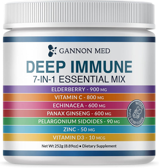 GANNON MED Ultimate Defense Immunity Vitamins for Adults and Kids - Immune Support Capsules with Elderberry, Vitamin C, Echinacea, Garlic, Ginseng, and Zinc - 120 Capsules