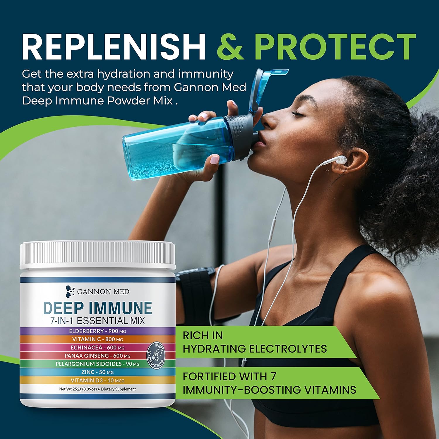 GANNON MED Ultimate Defense Immunity Vitamins for Adults and Kids - Immune Support Capsules with Elderberry, Vitamin C, Echinacea, Garlic, Ginseng, and Zinc - 120 Capsules