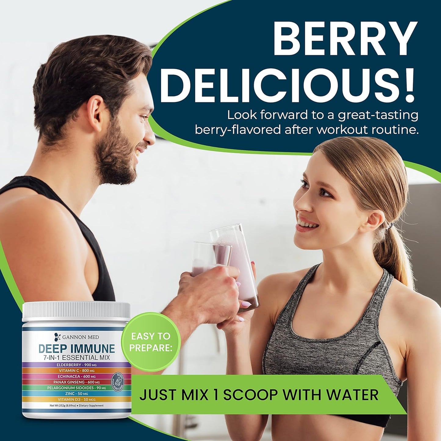 GANNON MED Ultimate Defense Immunity Vitamins for Adults and Kids - Immune Support Capsules with Elderberry, Vitamin C, Echinacea, Garlic, Ginseng, and Zinc - 120 Capsules