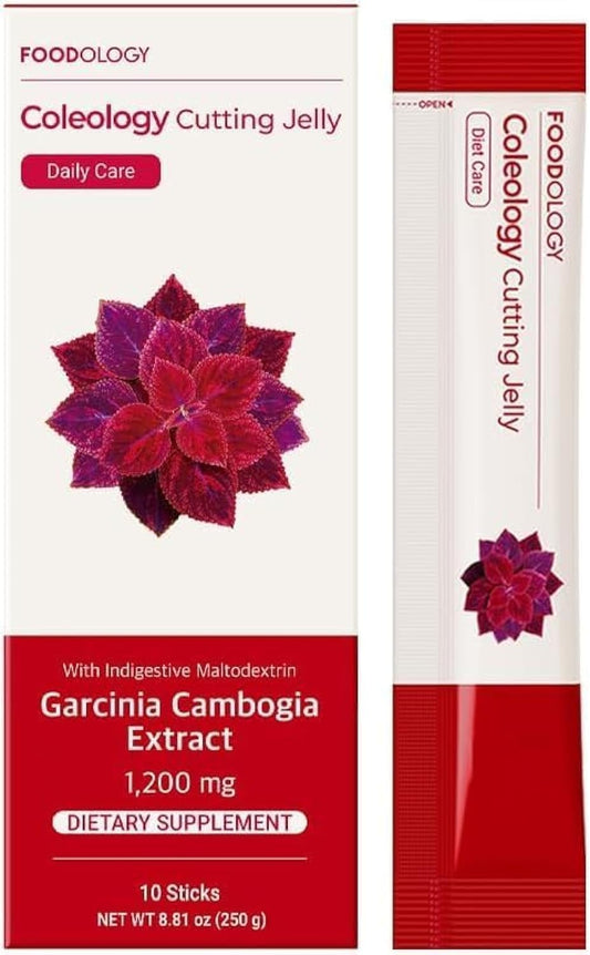 Garcinia Cambogia Jelly Sticks with Chia Seeds and Collagen - 10 Day Supply of Pomegranate Flavored Jelly by FOODOLOGY Coleology