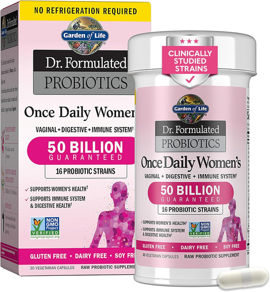 Garden of Life Dr. Formulated Probiotics for Women - 50 Billion CFU, 16 Strains, Organic Prebiotics, Digestive & Immune Health - 30 Capsules
