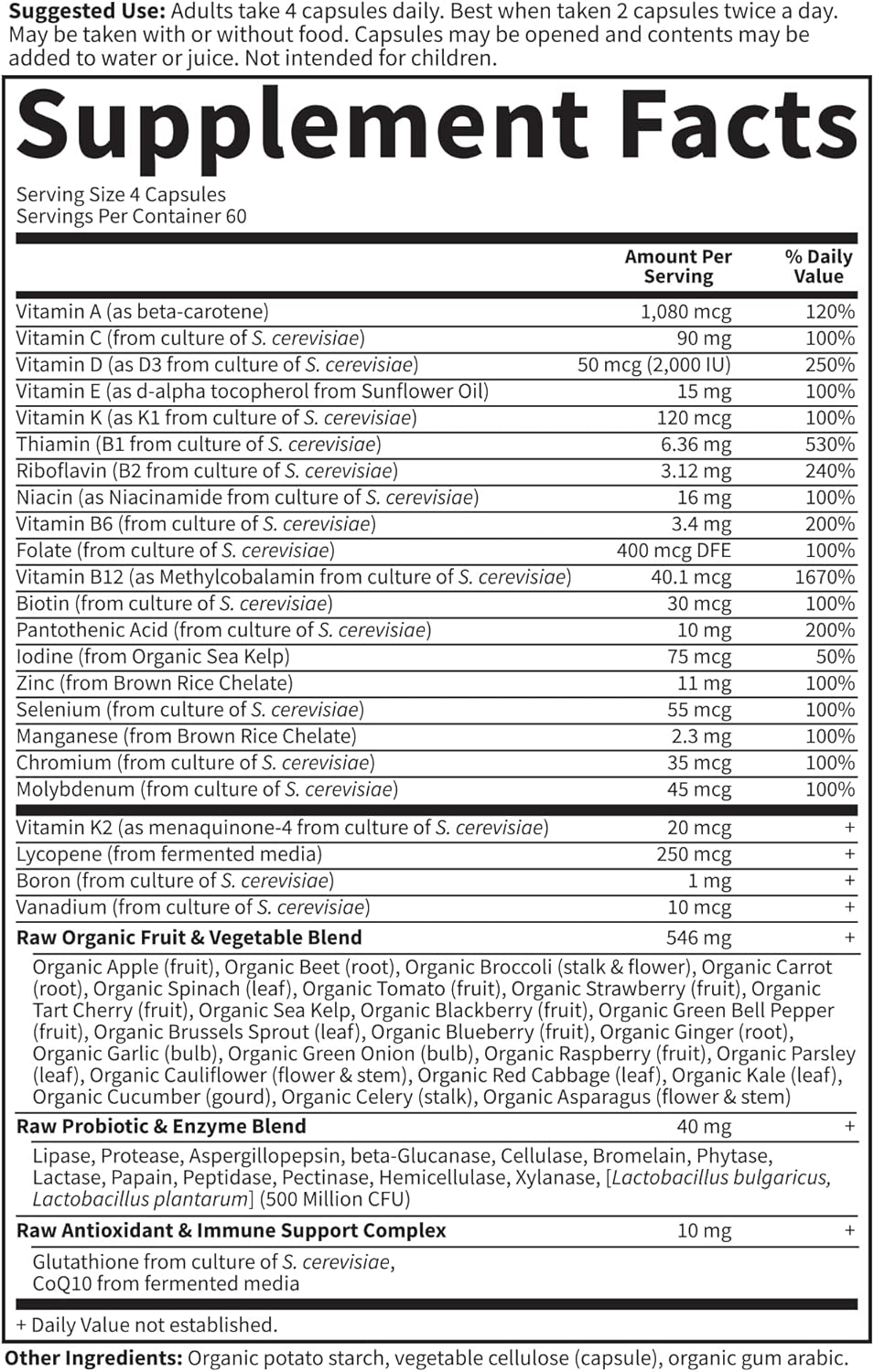 Garden of Life Men's Multivitamin - Vitamin Code 50 & Wiser Raw Whole Food Supplement for Men with Probiotics, 240 Capsules