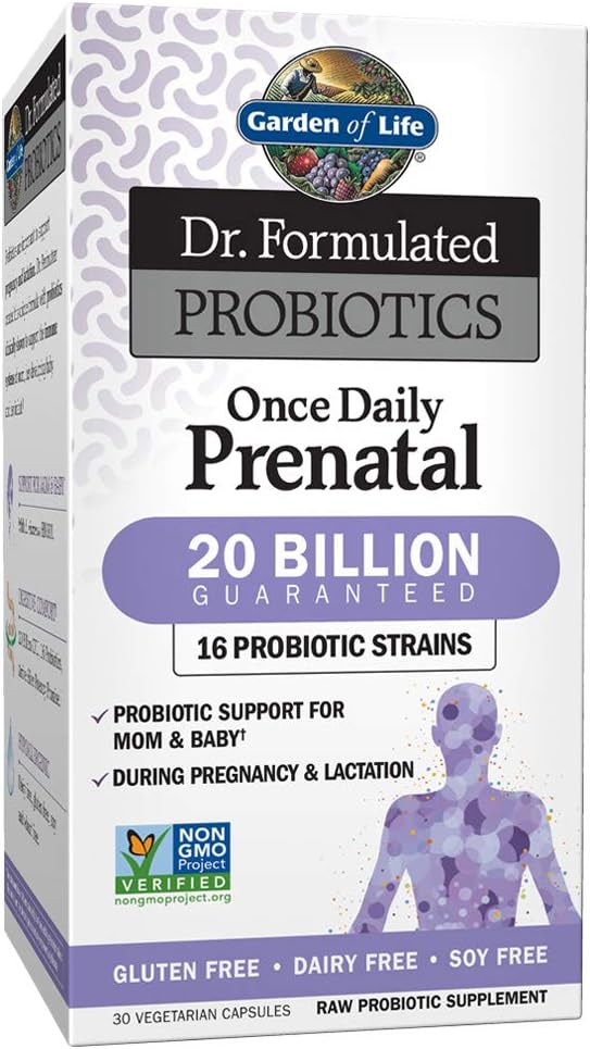 Garden of Life Prenatal Probiotics - Daily Support for Mom & Baby - Acidophilus & Bifidobacteria - 30 Vegetarian Capsules
