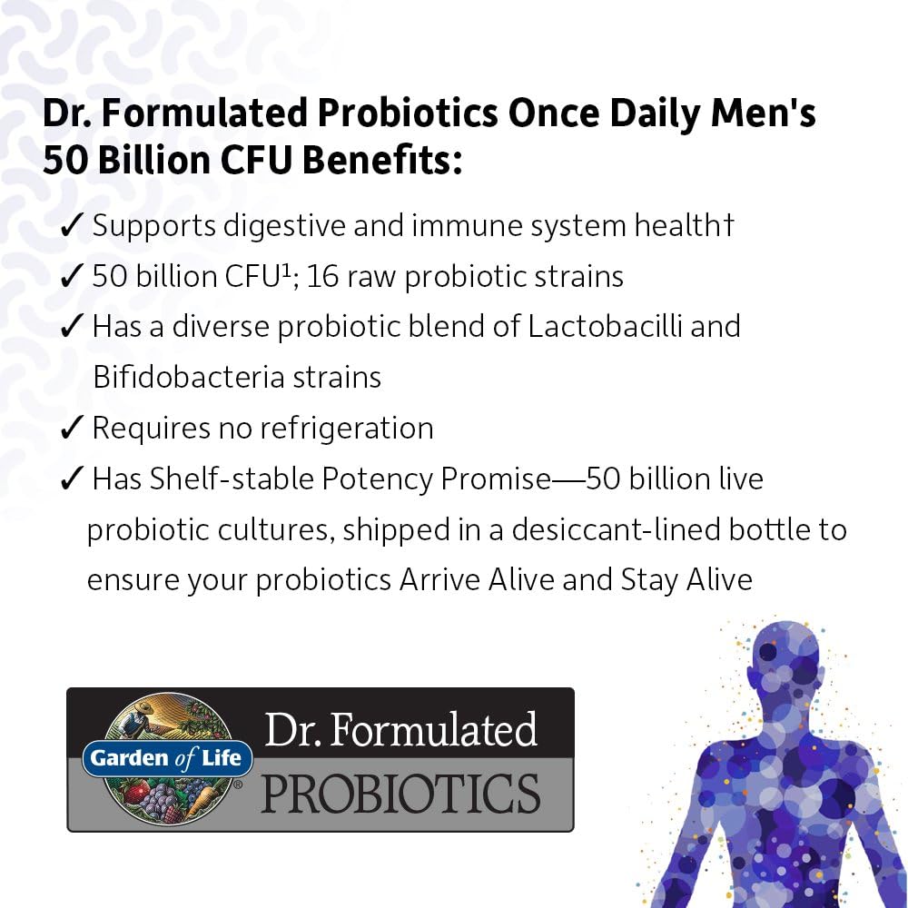 Garden of Life Probiotic Bundle: Men's & Women's Once Daily Probiotics, 50 Billion CFU, Non-GMO, Shelf Stable with Prebiotic Fiber - 30 Capsules