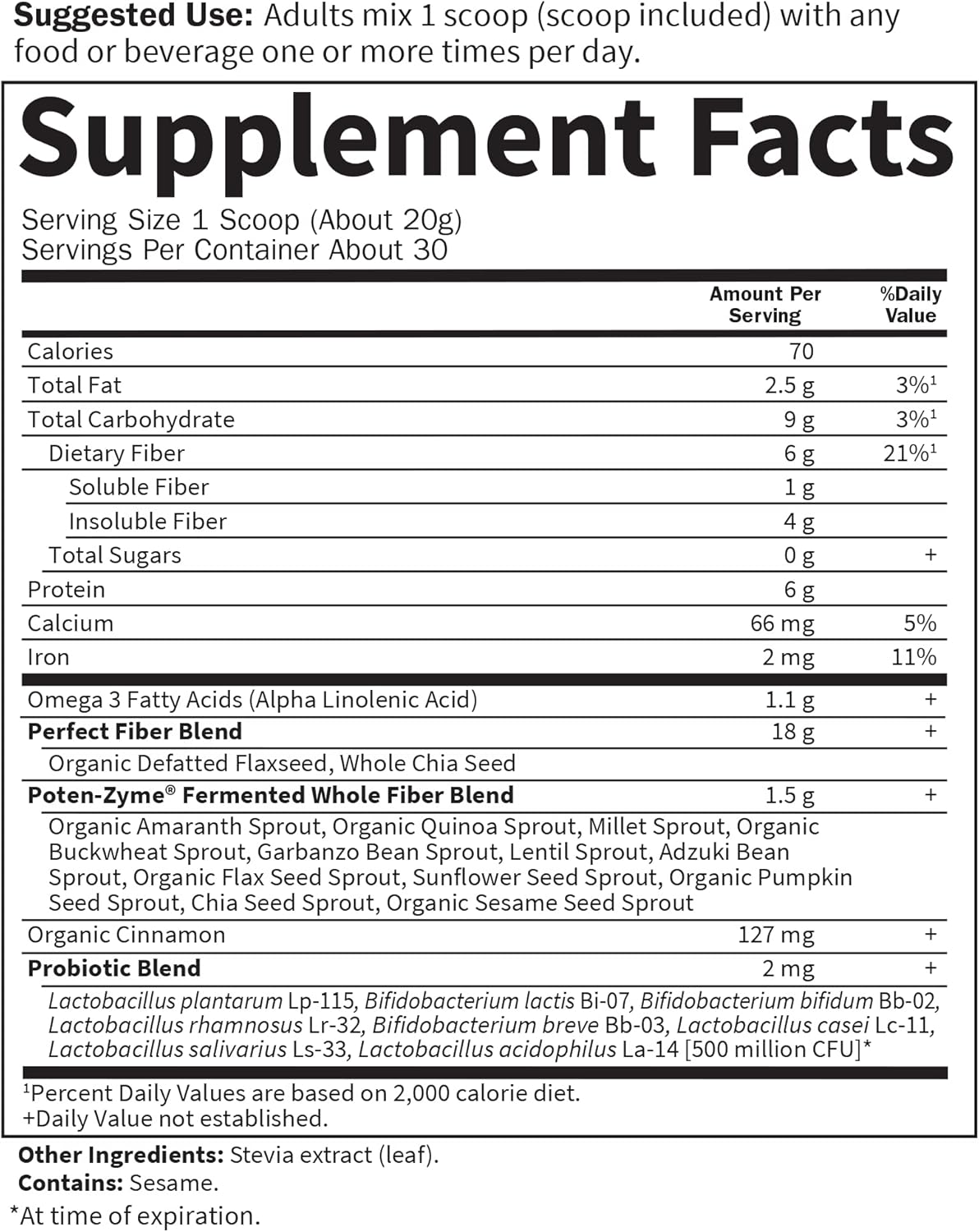 Garden of Life Super Seed Powder - Vegetarian Fiber Supplement with Protein and Omega 3, 1 Lb 5oz