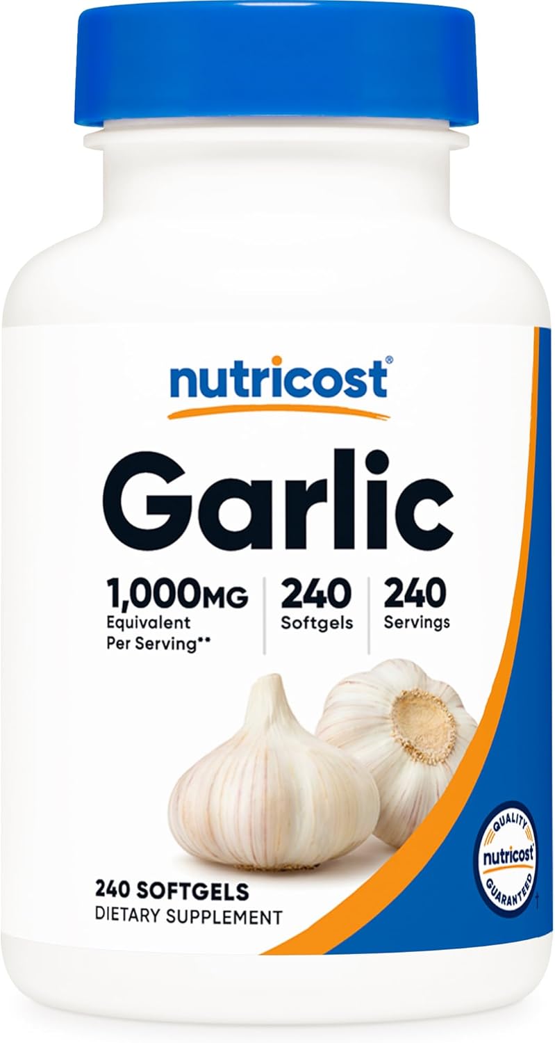 Garlic 1000mg Softgels - Odorless Gluten Free Supplement (240 Count) by Nutricost