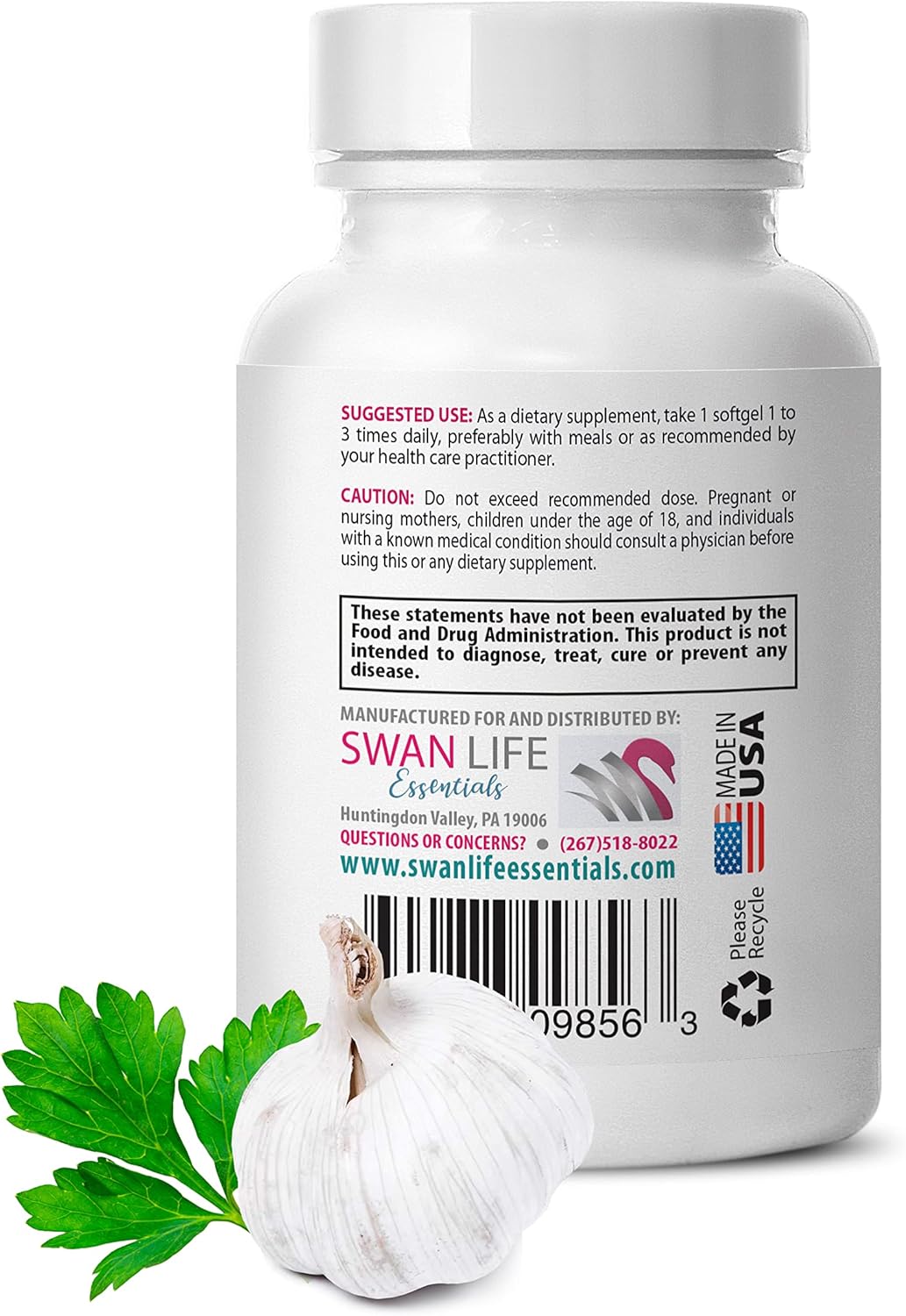 Garlic and Parsley Antioxidant Supplements - Odorless Formula - 1B 100 Softgels - Enhance Health with Garlic and Parsley Extracts