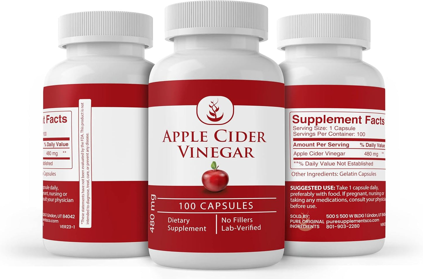 Garlic & Apple Cider Vinegar Capsule Bundle – 100 Capsules Each, Lab Verified, Pure Ingredients Without Additives