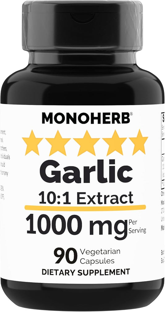 Garlic Extract Capsules - 1000 mg, 90 Vegetarian Capsules - MONOHERB