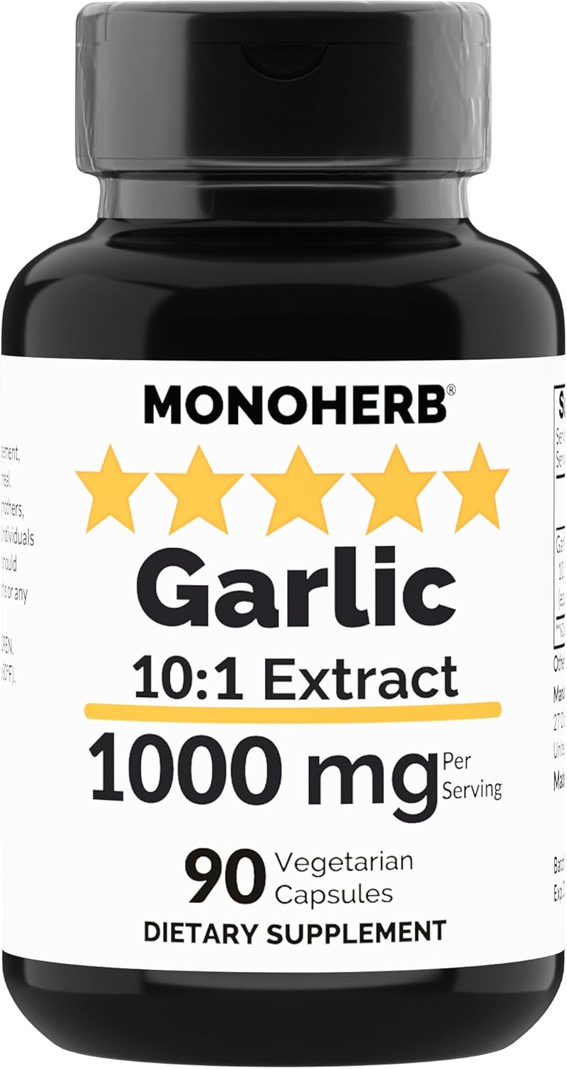 Garlic Extract Capsules - 1000 mg, 90 Vegetarian Capsules - MONOHERB