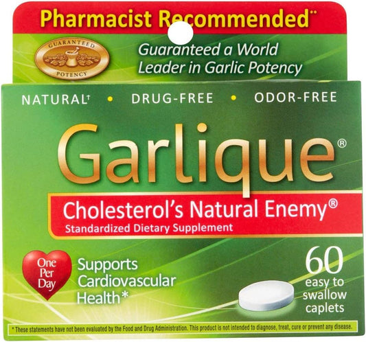 Garlique Cholesterol Support Supplement 5000 mcg Allicin, 180 Enteric Coated Caplets