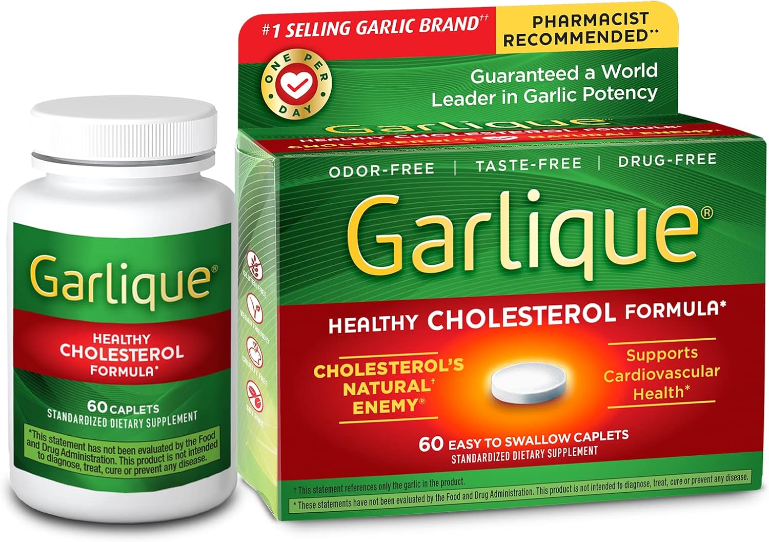 Garlique Garlic Extract Supplement for Healthy Cholesterol Support - 5000 mcg Allicin, Odorless & Vegan, 60 Caplets