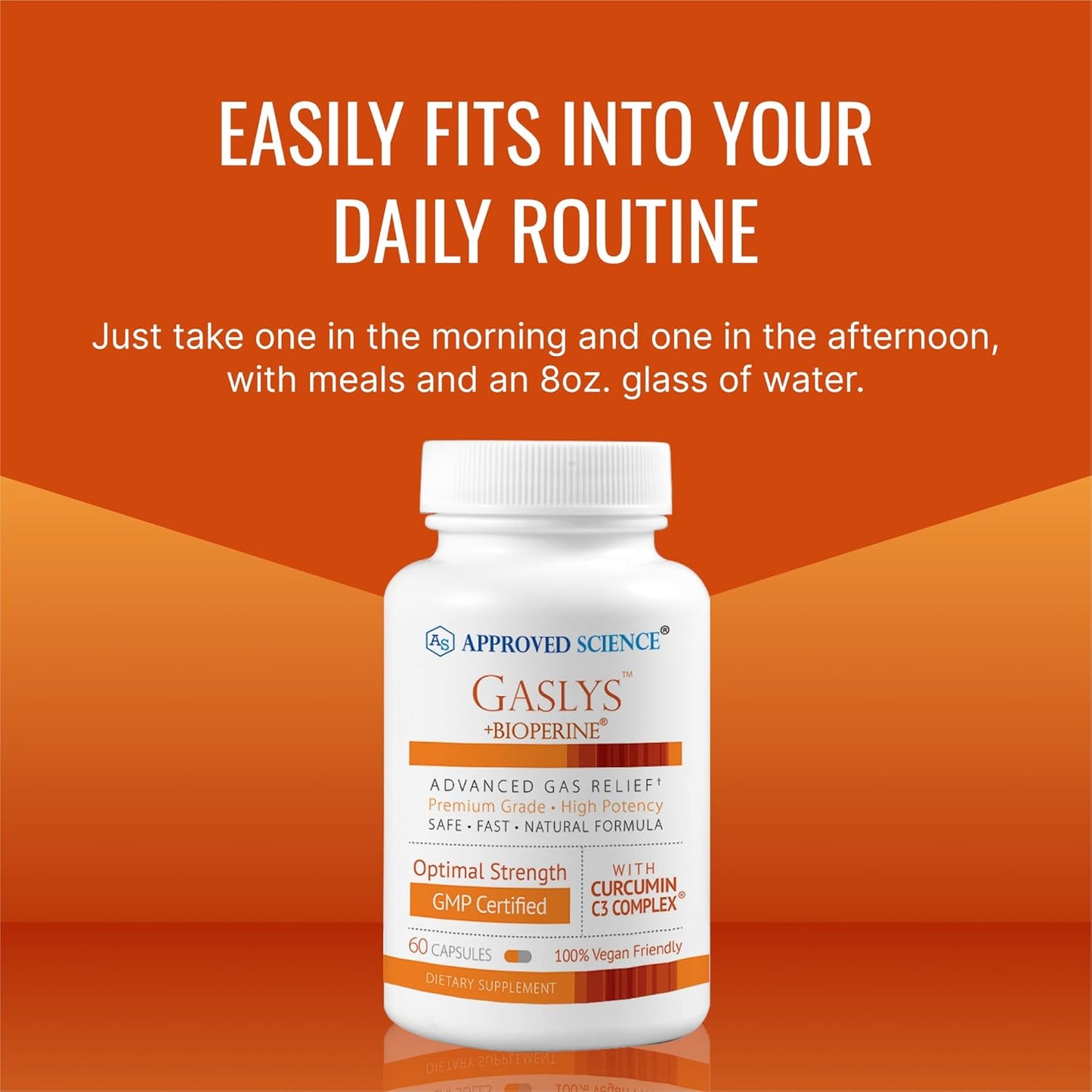 Gaslys™ Digestive Support Supplement - Relieve Gas and Stomach Cramps - Artichoke, Ginger, Fennel - 60 Capsules